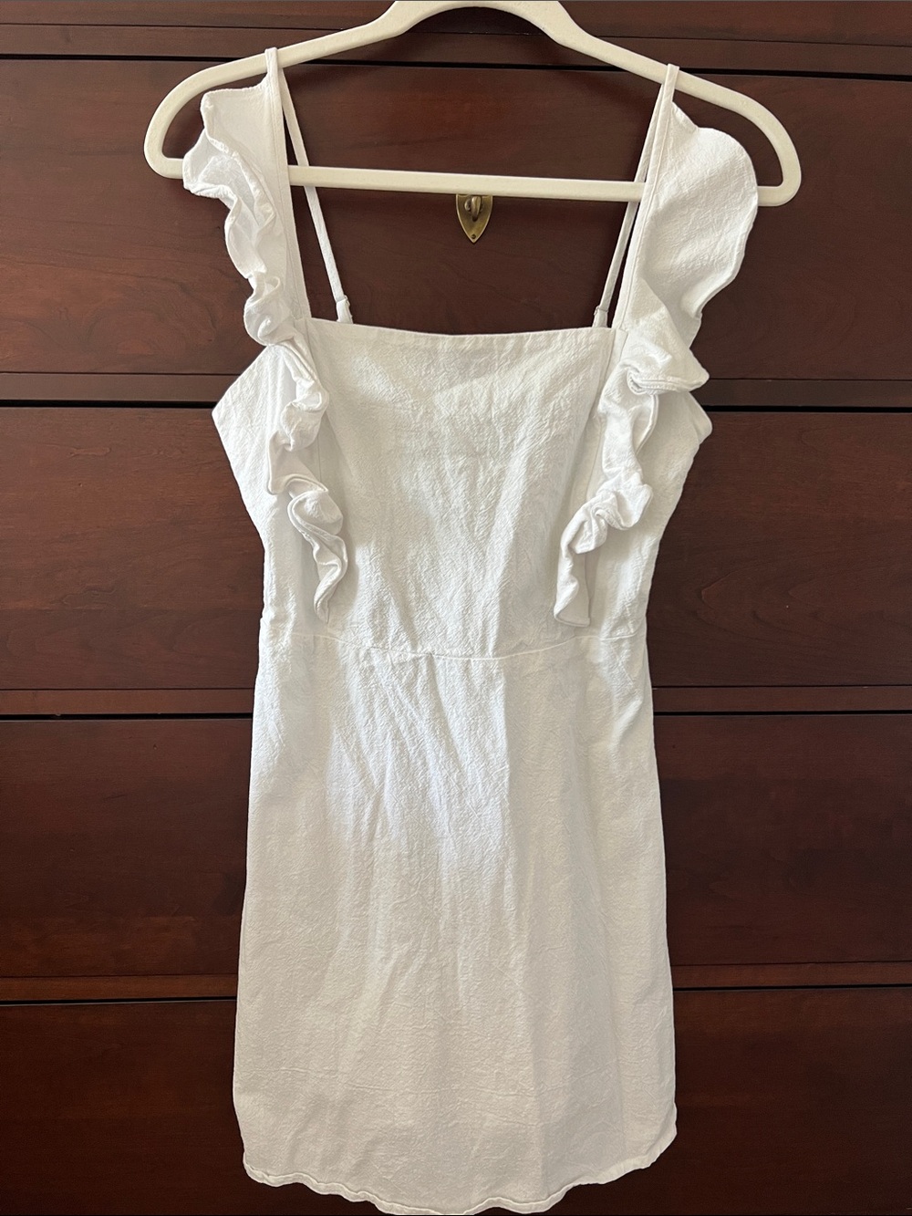 Nasty Gal White Ruffle Apron Mini Dress